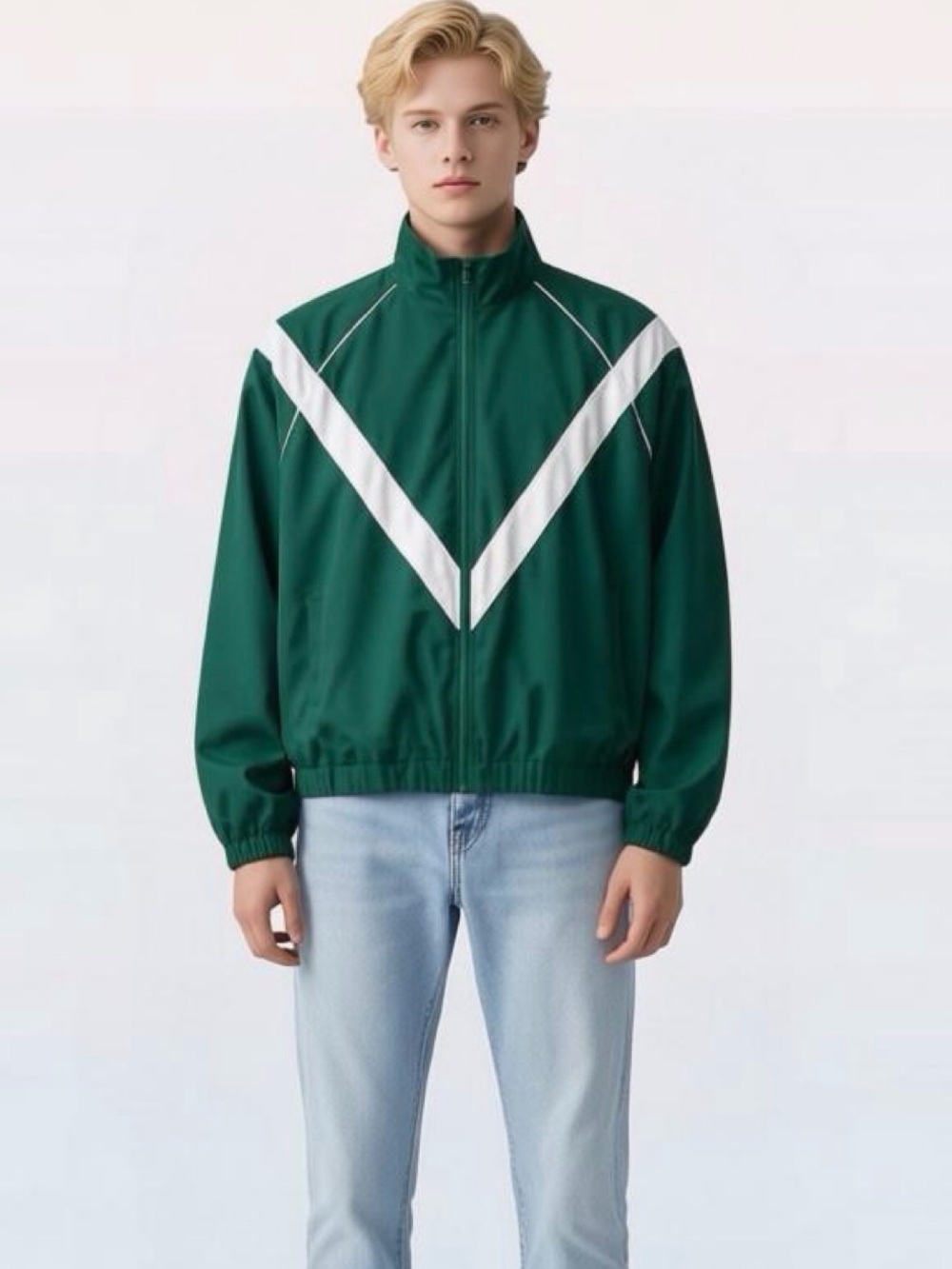 Retro Stand Collar Color Block Windbreaker vintage 90s inspired